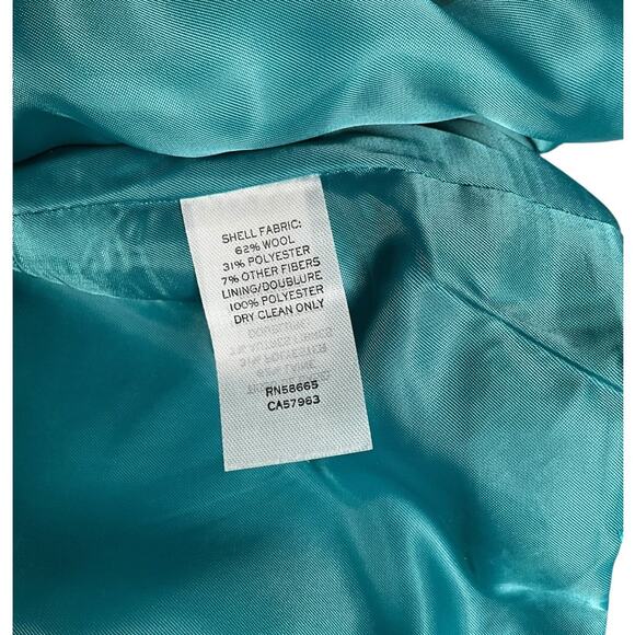 Halogen x Atlantic-Pacific Aqua Wool Blend Coat Size S | Double Breasted Chic - Picture 8 of 12